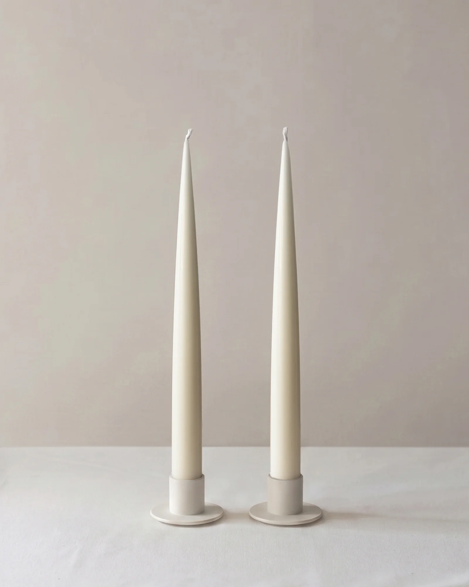 White taper candle holders